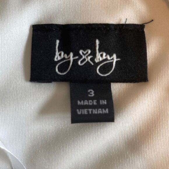 By & By Womens Lace Dress Lined Hi Low Fit Flare Sleeveless Cream Navy Blue 3 - Picture 6 of 10